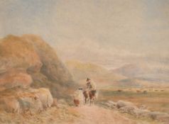 David Cox O.W.S. (1783-1859) British. Figures and Horse on a Lane, Watercolour, Signed and dated