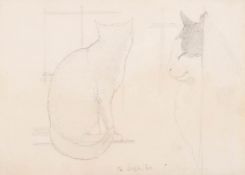 Mary Keene (fl.1830-1895) British. 'Cat on a Windowsill', Pencil, Dated 12 Sept 60, and inscribed on