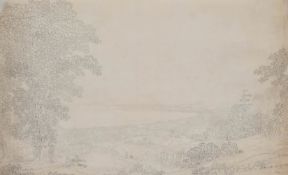 Circle of Christoph Heinrich Kniep (1755-1825) German. Figures in an Extensive Landscape, Pencil,