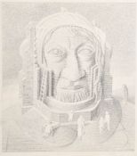 Rodney Hubbuck (1940- ) British. A Pair of Drawings of Architectural Heads constructed from