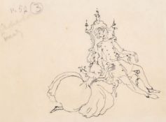 Philippe Jullian (1919-1977) French. Five illustrations to Fairy Tales, Ink, Mounted unframed 3