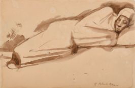 Pavel Federorovich Tchelitchew (1898-1957) Russian. 'Sleeping Figure', Watercolour and wash, Signed,