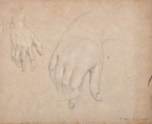 Attributed to Benjamin West (1738-1820) British. Studies of Hands, Chalk, with a study of a horse