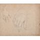 Attributed to Benjamin West (1738-1820) British. Studies of Hands, Chalk, with a study of a horse - Image 1 of 3