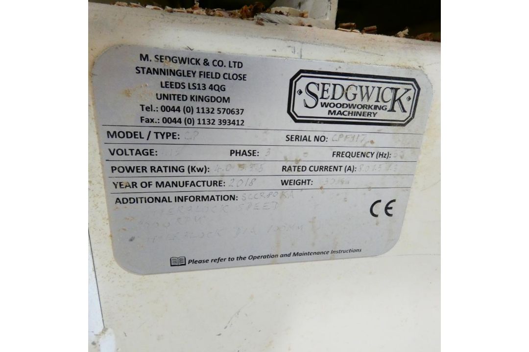 Sedgewick Model CP Vertical Planer Thicknesser (2018), Serial Number CPF117 (Location: Wantage. Plea - Image 7 of 7