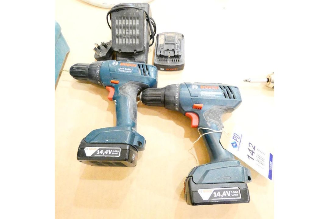 2 Bosch GSR1440-LI Cordless Drills with 4 Batteries & 1 Charger (Location: Wantage. Please Refer to