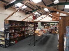 Treated Timber Structure Comprising 3 Sections, 3-Tier Shelving Units. With Apex Frame Above (Buyer