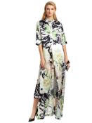 Ralph & Russo 19U11 D40 Long Printed Silk Shirt Dress, Pink/Mint Print, Size 36 (RRP £ 3,100). Flora