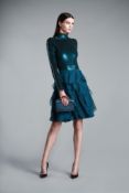 Ralph & Russo 17W TP 003 Sequined Bodysuit , Teal (RRP £ 3,500)  Fully embroidered mesh with teal se