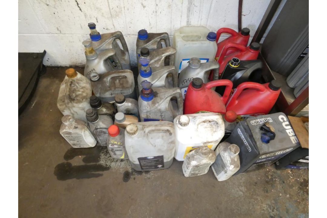 Stainless Steel Bench & Contents of Assorted Engine Oils (Most Quarter/Half Full) (Location: Penryn. - Image 2 of 3