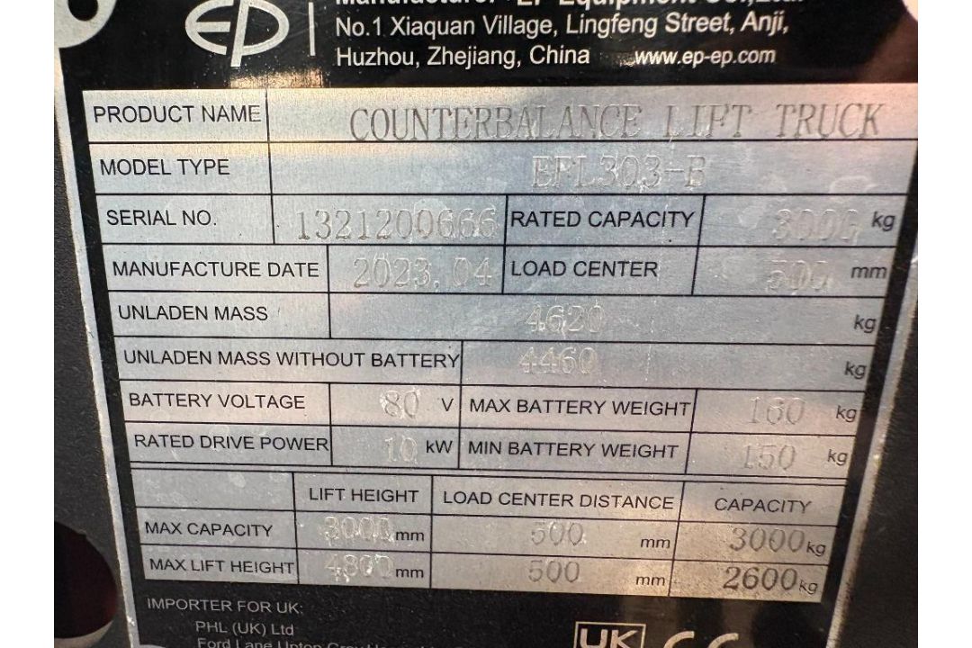 EP Type 30 Li-On Electric Forklift Truck, Capacity 3000kg (2023) (Location: Brentwood. Please Refer - Image 7 of 11