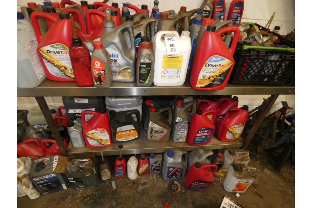 Stainless Steel Bench & Contents of Assorted Engine Oils (Most Quarter/Half Full) (Location: Penryn. - Image 3 of 3