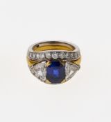 Brillantring mit Saphir