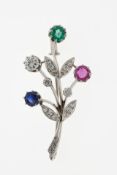 Blumenbrosche mit Farbsteinen