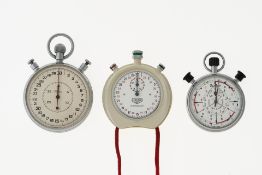 Drei Stoppuhren: Heuer, Hanhardt, Craba