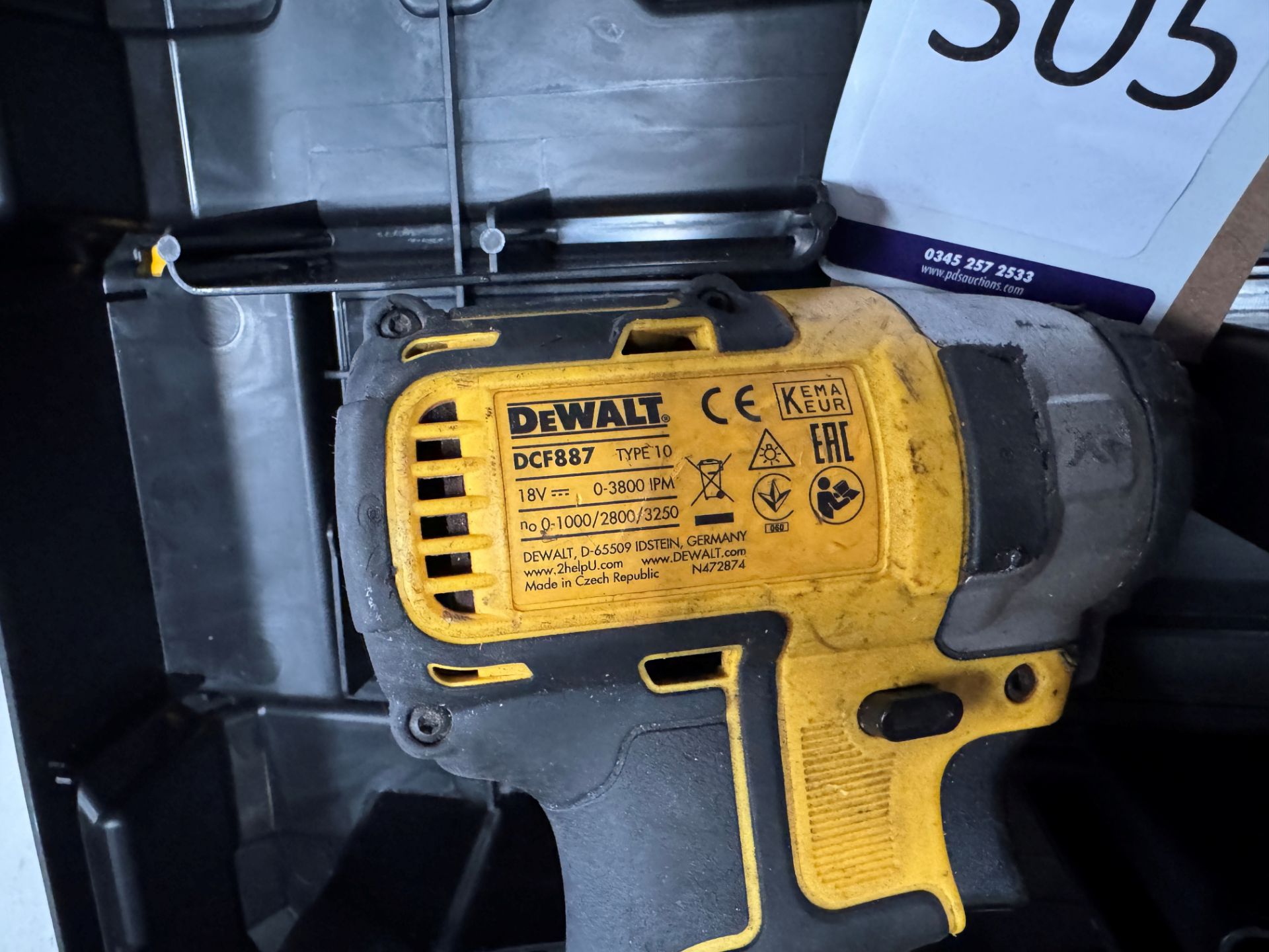 DeWalt: DCD778 Drill; a DCF787 Impact Driver with DCB183 Battery & DCB1104 Charger (Location: - Image 5 of 5
