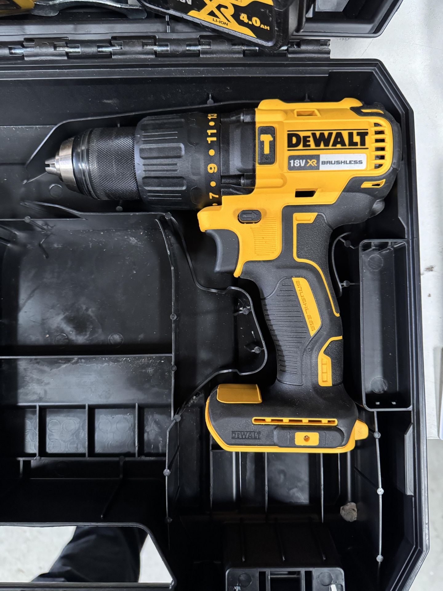 DeWalt: DCD778 Drill; a DCF787 Impact Driver with DCB183 Battery & DCB1104 Charger (Location: - Image 2 of 5