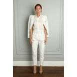 Ralph & Russo 19P11 P01 Heavy Cotton Cargo Trousers, Snow White, Size 38 (RRP £1,090).  Snow white
