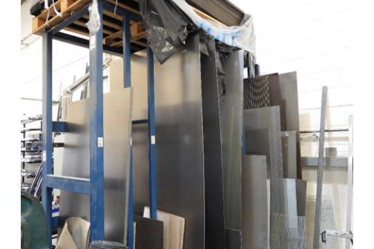 Sheet Offcut Rack Sheet Stock Rack & Contents Comprising Mild Steel Sheet, Stainless ...