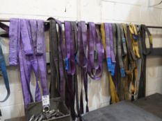 Quantity of Webbing Slugs & Straps &Tote Bin of D-Shackles (Location: Ashford, Middlesex. Please