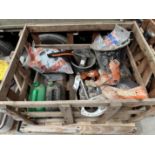 2 Wooden Stillages & Contents Comprising:L Stihl BG86C Petrol Disc Cutter (For Spares or Repair),