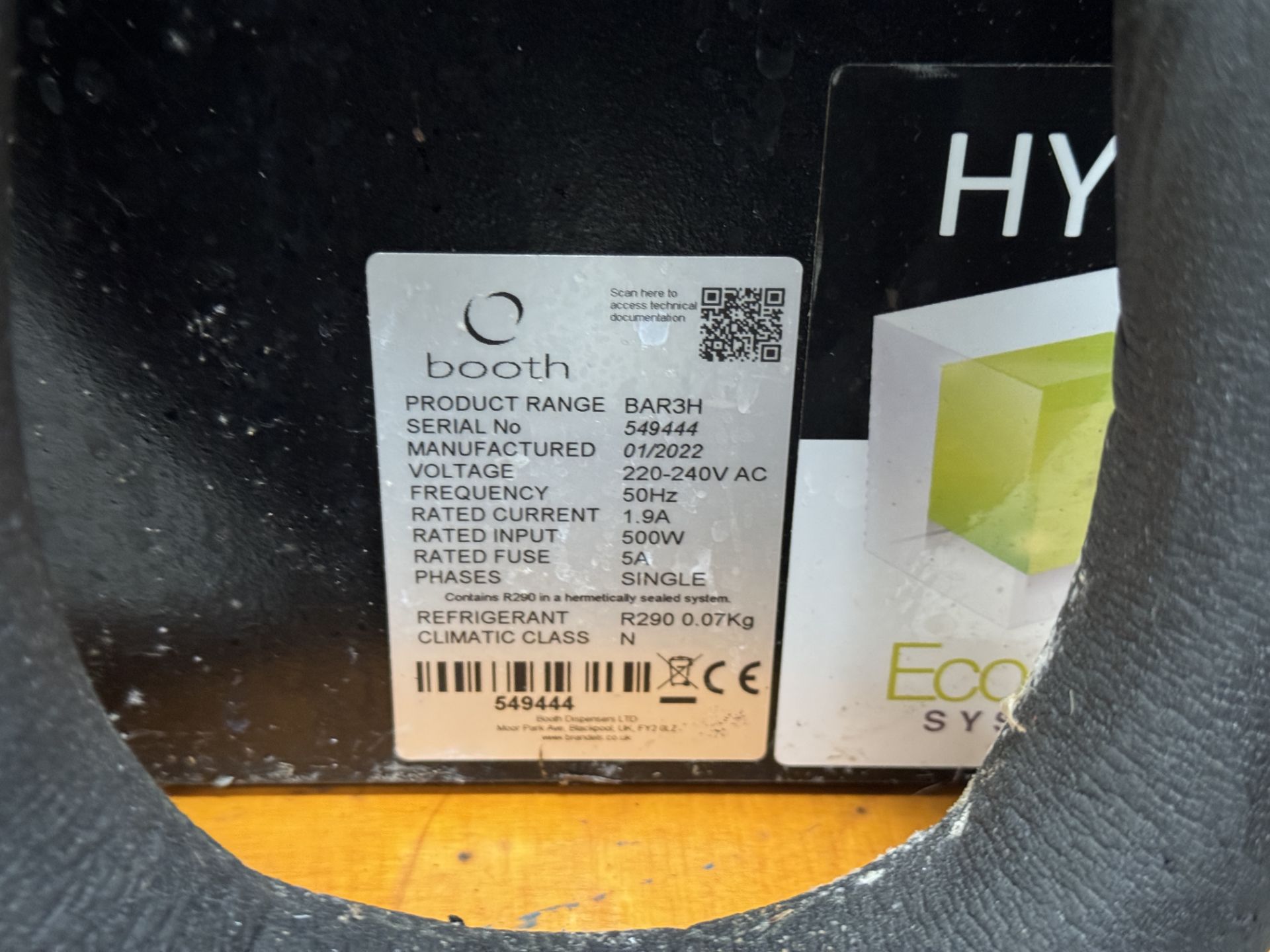 Booth Type BAR3H Hydrocarbon Portable Bar Cooler, Single-Phase, 240v with Ancillaries (Location: - Image 2 of 4
