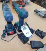 2 Bosch PSB1800 LI-2 Cordless Drills with Batteries and Chargers (Location: Stockport (SK4).