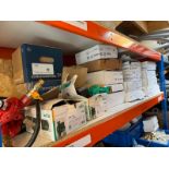 Contents of shelf comprising Grundfos Pump Heads, Madas Filter, TPA Model ACR7 Propane Changeover