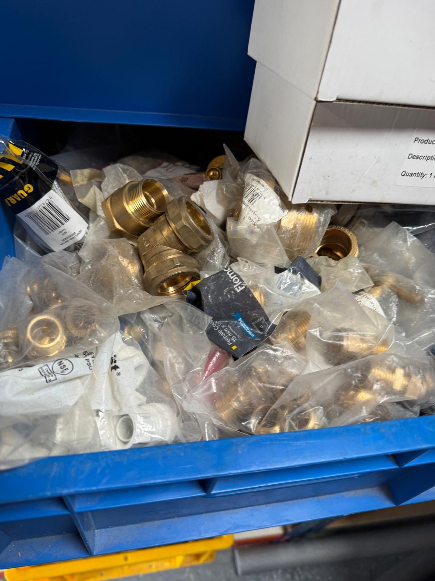 Contents of Two Shelves Comprising Brass & Steel Fittings, Valves, Five Lever Pump Valves, etc. ( - Image 5 of 7