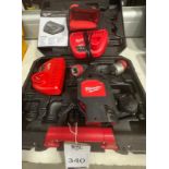 2 Milwaukee Lithium-Ion Chargers, Battery & Carry Case (Location: Brentwood. Please Refer to
