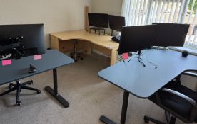 The Remaining Contents ff Office Comprising: Three Workstations, Two Operators’ Chairs & Six Benq