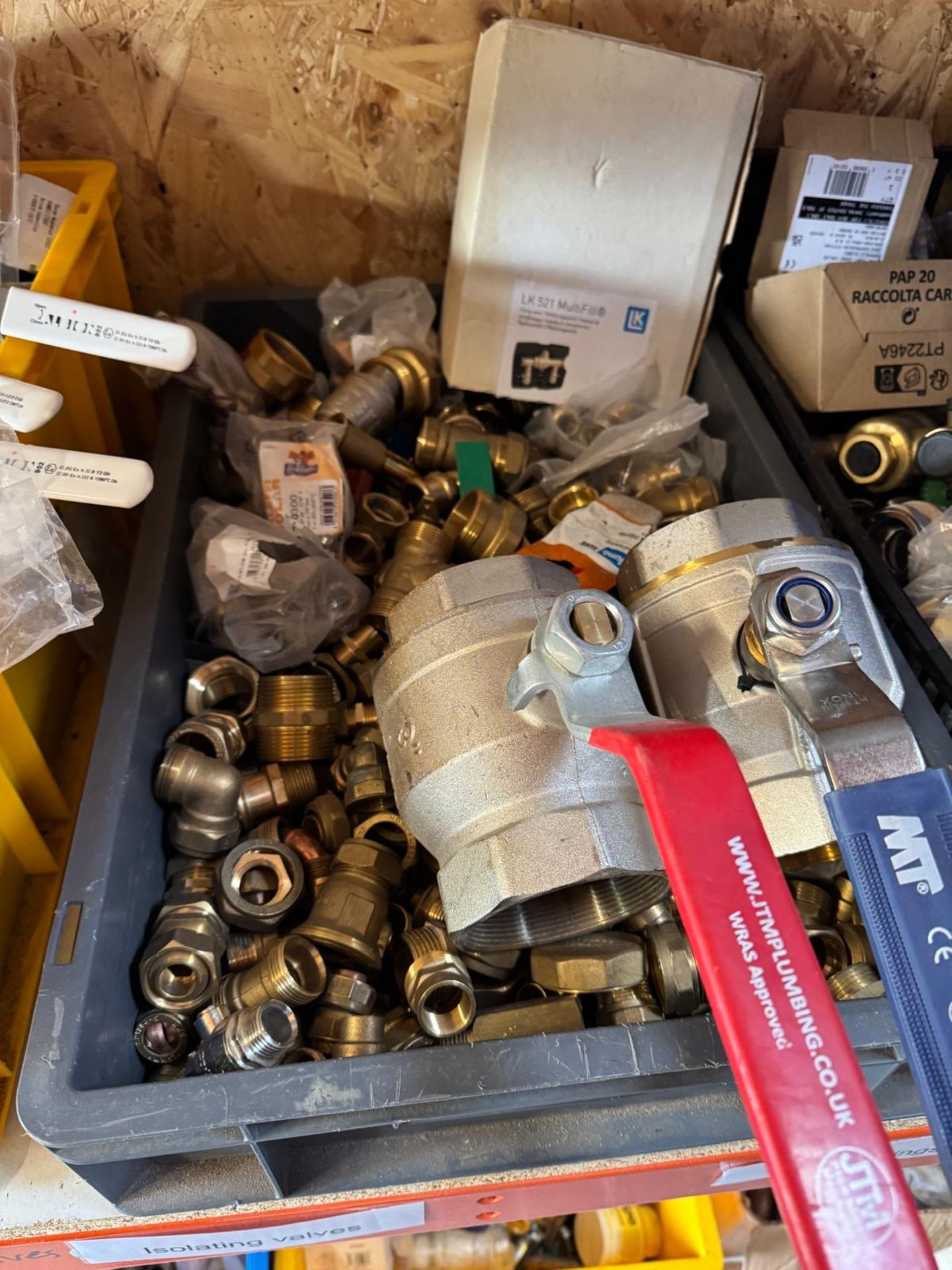 Contents of Two Shelves Comprising Brass & Steel Fittings, Valves, Five Lever Pump Valves, etc. ( - Image 3 of 7