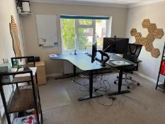 The Remaining Contents of Office Comprising: Two Laminated Workstations, Two Metal Framed Display
