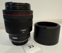 Canon RF 85mm F 1.2 L USM Lens, Serial Number 1210000355