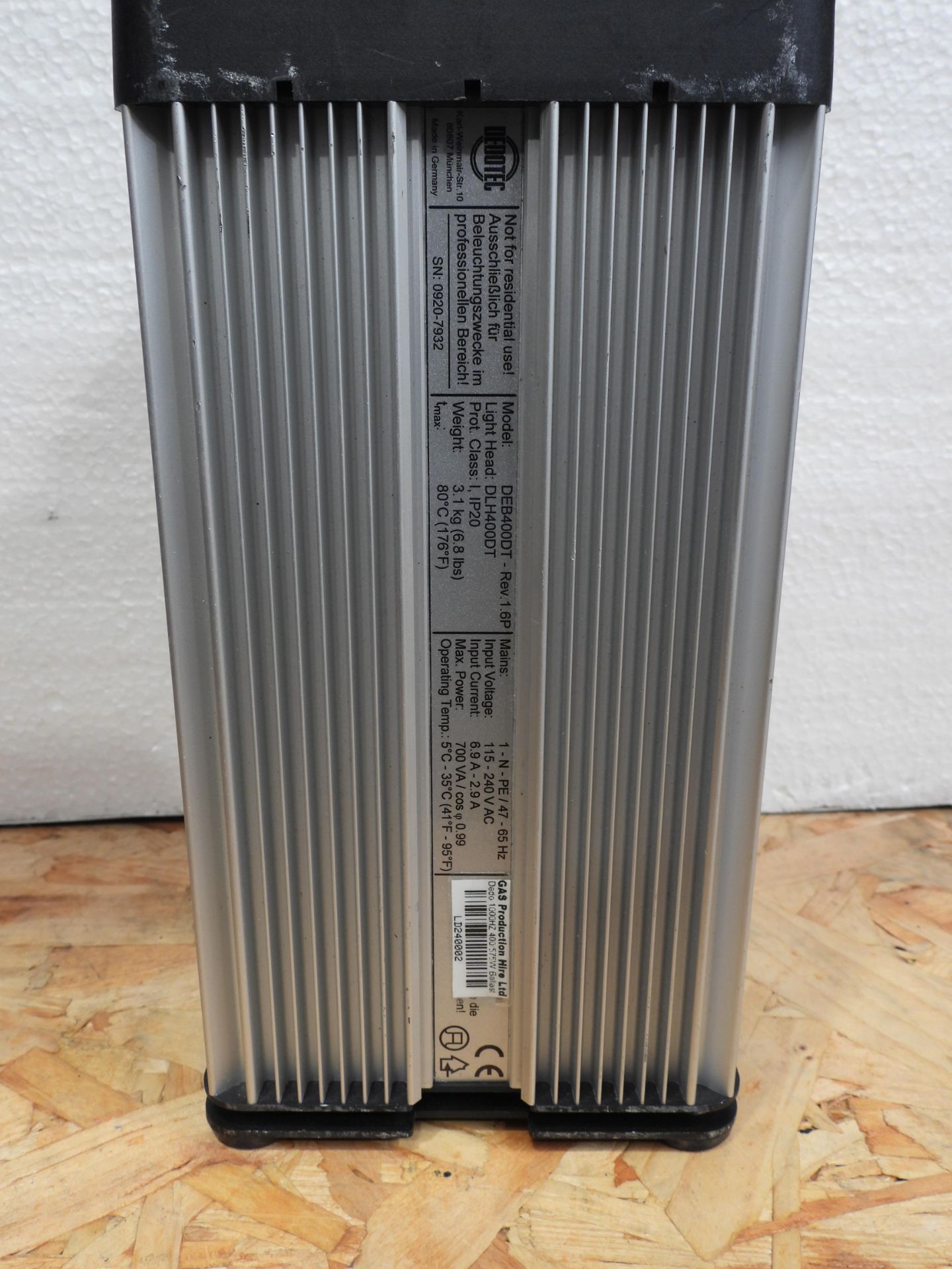 Dedolight 400D Studio Light, Serial Number 6133 with Ballast an Accessories in Nanuk 950 Case - Image 2 of 4