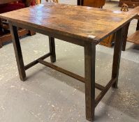 18th century Welsh oak side table, having cleated plank top on square legs with single stretcher.