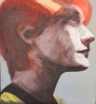 Emma MacCallum (contemporary Welsh), 'Profile', bearing Attic Gallery label verso. Oils on canvas.