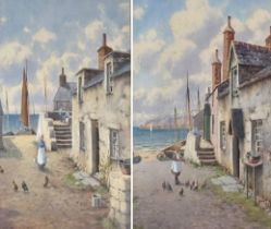 Warren Williams, ARCA (Welsh 1863-1941), fishermen's cottages, probably on Anglesey,(Ynys Mon,) a