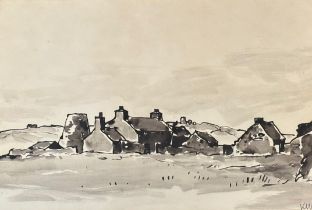 Sir John Kyffin Williams, KBE RCA (Welsh 1918-2006), 'Windmills', a Welsh farmstead with ruined