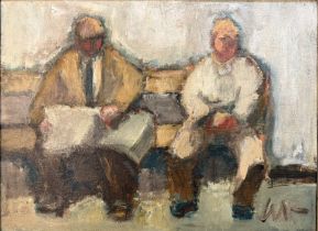 Will Roberts (Welsh 1910-2000), 'Station Seat', signed with initials, signed and dated 1988 verso