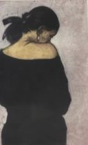 Pete Kosowicz (British born 1959), 'Spanish Girl', limited edition coloured etching No 69/95