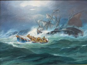Derek Scott (Welsh born 1900), 'Rescue Attempt 1883', the hand rowed lifeboat Wolverhampton