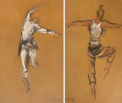 J Irvine (20th century), Ballet Dancers at practice, a pair, signed. Pastels. 39.5x29cm approx.