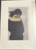 Pete Kosowicz (British born 1959), 'Spanish Girl', limited edition coloured etching No 69/95
