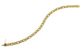 Armband 15,20g 585/- Gelbgold mit 15 Diamanten zus. ca. 0,30 ct., Länge ca. 18 cm