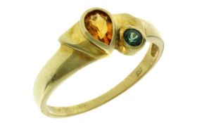 Ring 2,61g 333/- Gelbgold mit Citrin und Turmalin, Ringgröße ca. 61