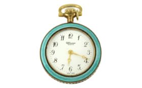Taschenuhr 17,86g Handaufzug Edelstahl vergoldet, 80er Jahre, Werk läuft an