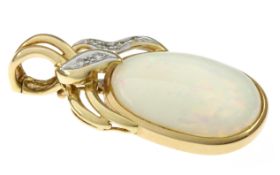 Anhänger 5,30g 585/- Gelbgold und Weißgold mit 6 Diamanten zus. ca. 0,06 ct. und Opal