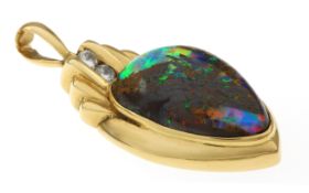 Anhänger 10,01g 750/- Gelbgold mit 2 Diamanten zus. ca. 0,04 ct. und Opal
