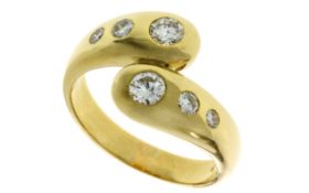 Ring 7,30g 750/- Gelbgold mit 6 Diamanten zus. ca. 0,50 ct., Ringgröße ca. 54